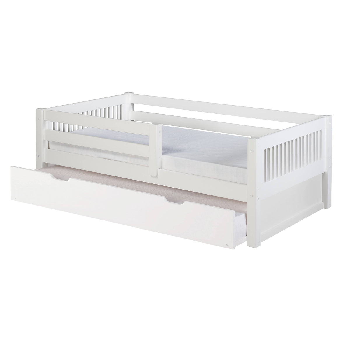 White Finish Day Bed with Front Guard Rail and Twin Trundle O599821