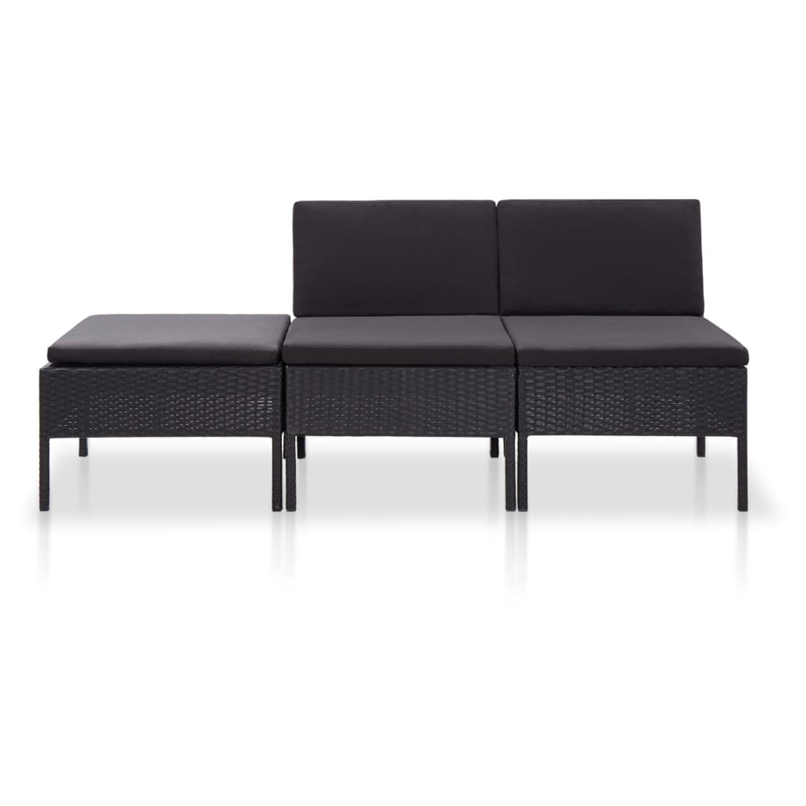 3 Piece Poly Rattan Outdoor Sectional Sofa Set with Cushions Steel Frame I443710