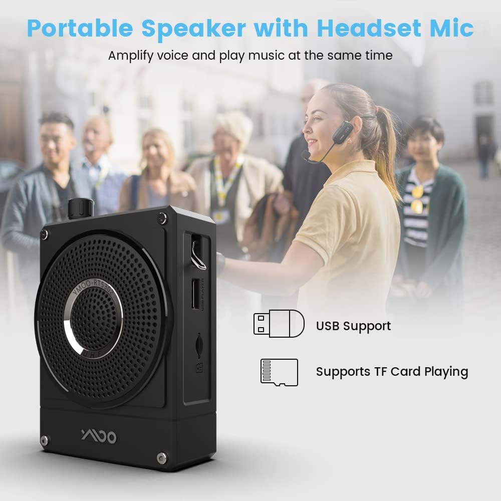10W Rechargeable Voice Amplifier with UHF Wireless Microphone Headset E691