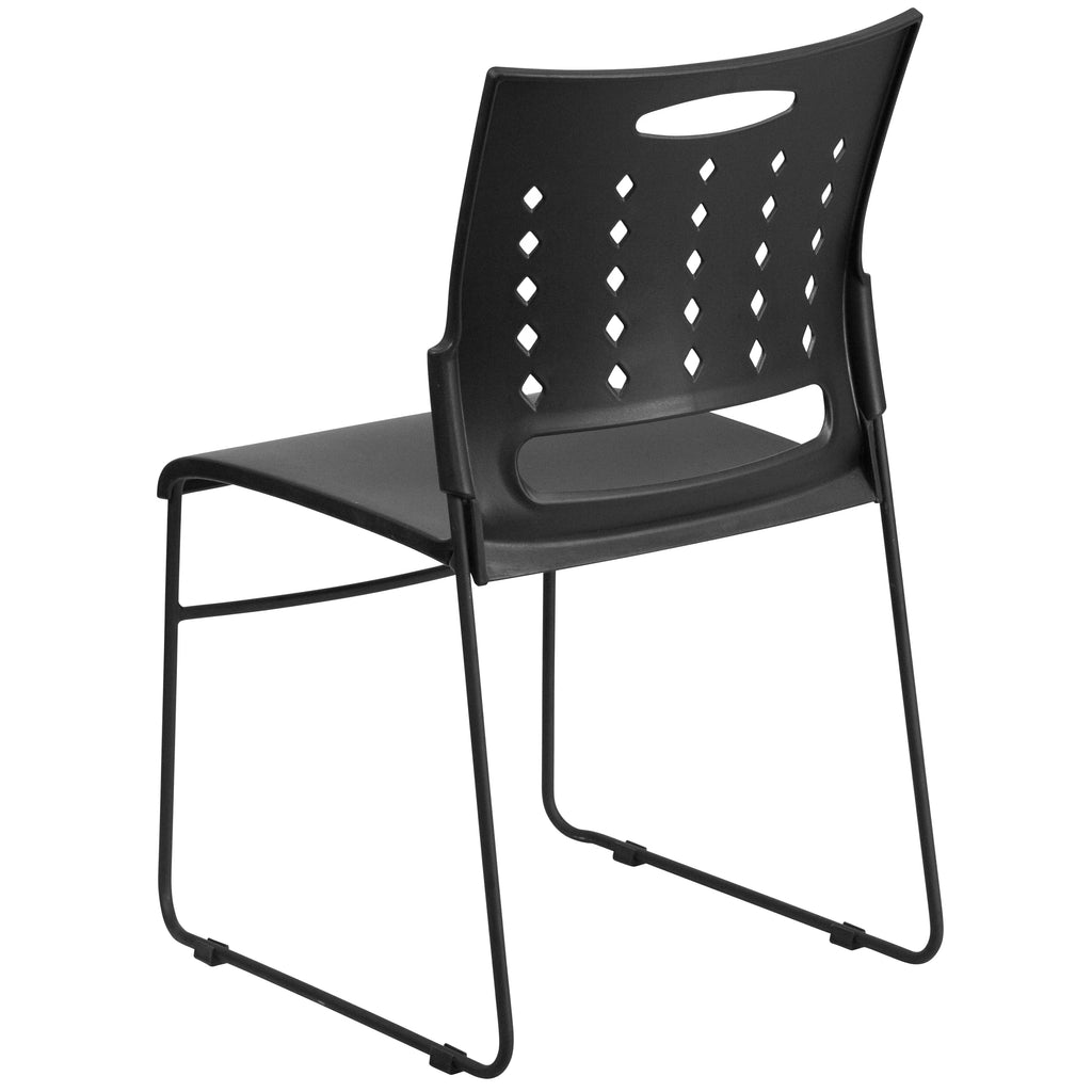 Black Sled Base Stack Chair with Air-Vent Back T4457