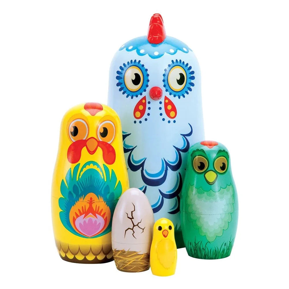 5Pcs/Set Russian Animal Chicken Nesting Dolls Matryoshka Kids Toy C1919