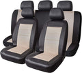 Beige Mesh and Leather Car Seat Cover Pack of 2 F90106