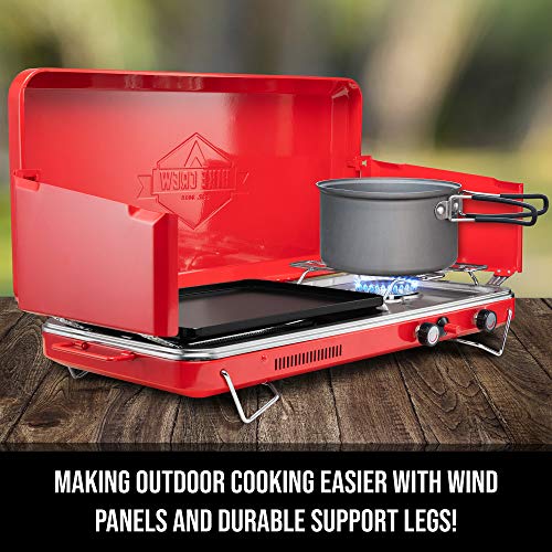 2-in-1 Gas Camping Stove and Griddle with Integrated Igniter Z71304