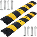 6FT Rubber Speed Bumps 2 Pack Modular Traffic Driveway Speed Bump Heavy Duty Cable Protector Ramp with 8 Bolts (71.7 x 12 x 2.4 Inch) T873751