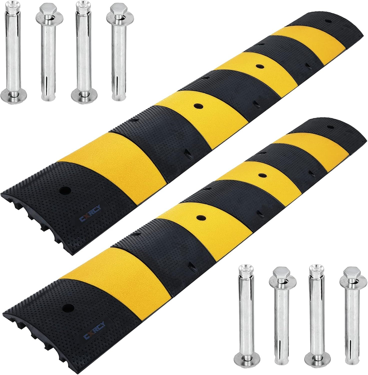 6FT Rubber Speed Bumps 2 Pack Modular Traffic Driveway Speed Bump Heavy Duty Cable Protector Ramp with 8 Bolts (71.7 x 12 x 2.4 Inch) T873751