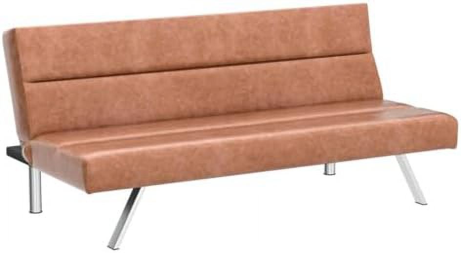 Caramel Leather Futon Sofa Bed V329526