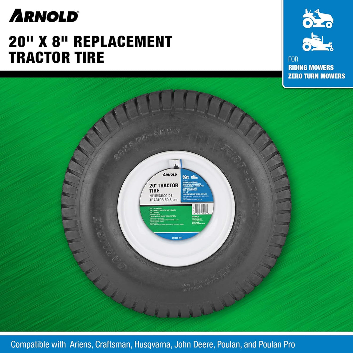 20-Inch x 8-Inch Replacement Tractor Tire L495614