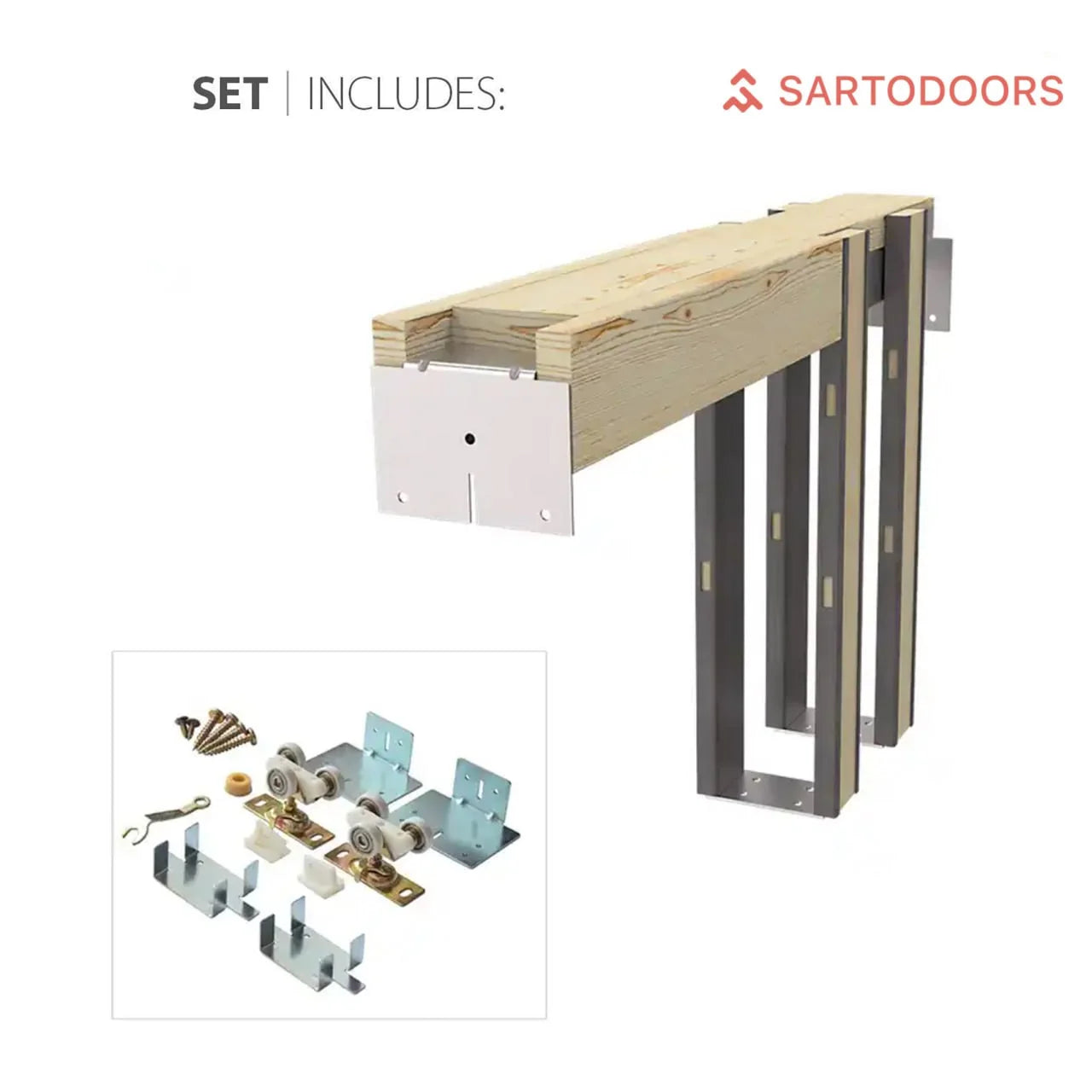 Solid Wood Interior Double Pocket Doors O1005
