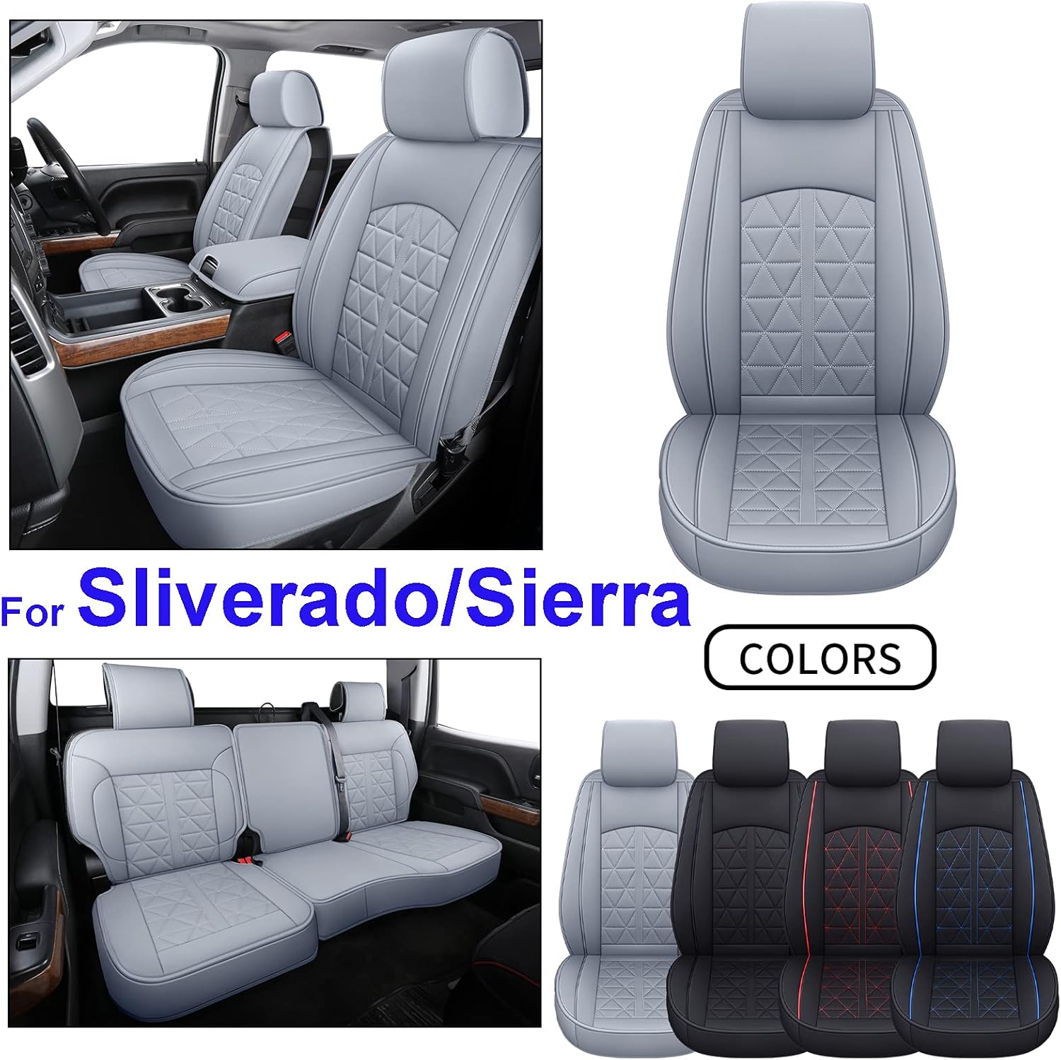 Black&Red Synthetic Leather Car Seat Cover Full Set X9067