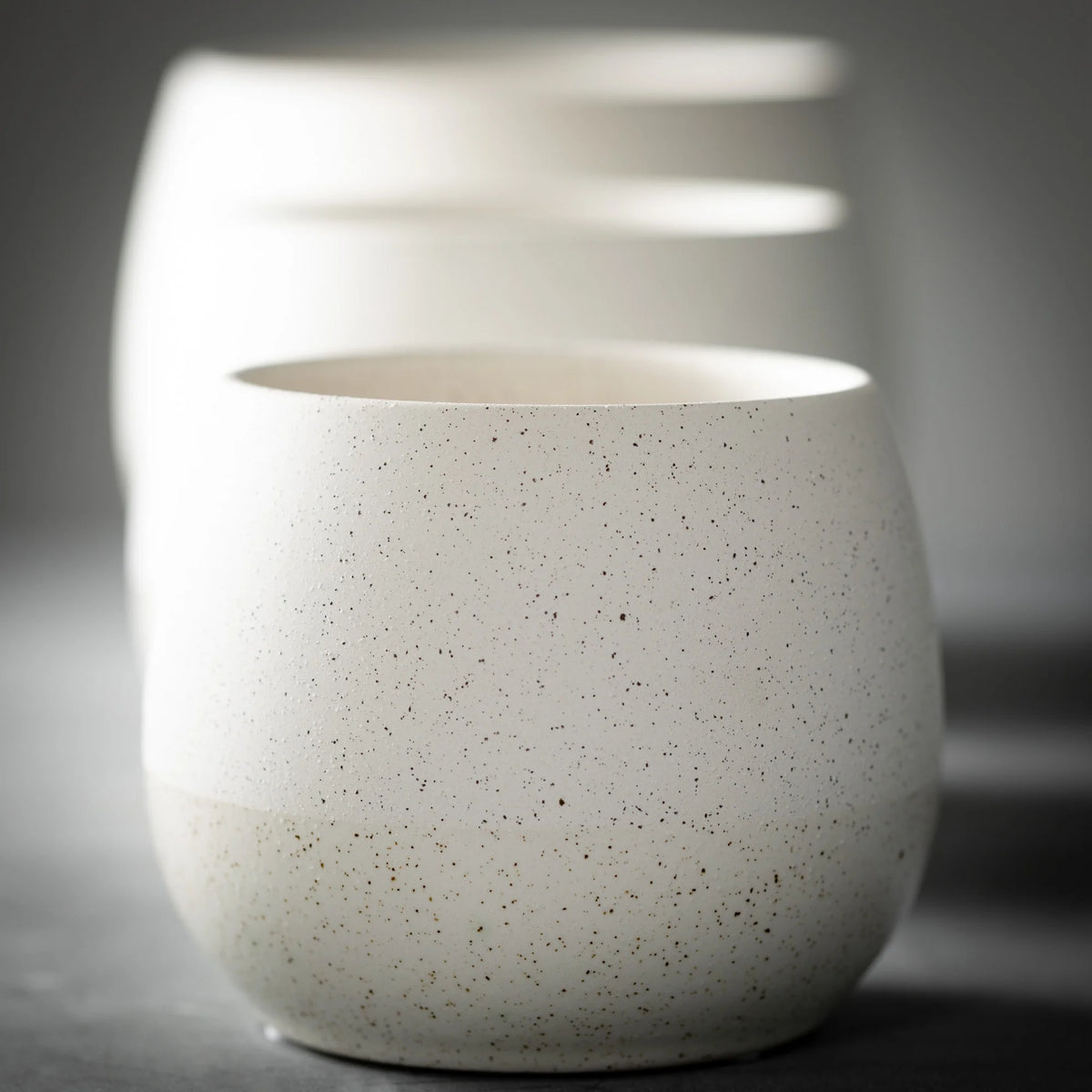 Creamy Speckled Round Ceramic Planter Set of 3 P4092