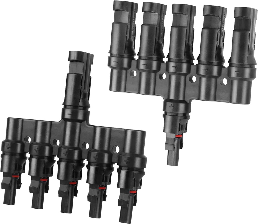 Solar Panel Connectors T Branch Cable Splitter 1 Male to 5 Female and 1 Female to 5 Male (1 Pair) Pack of 2 H8855