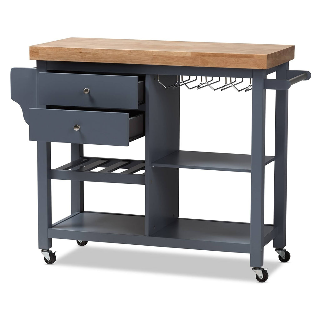 Grey Wood Kitchen Cart U9721