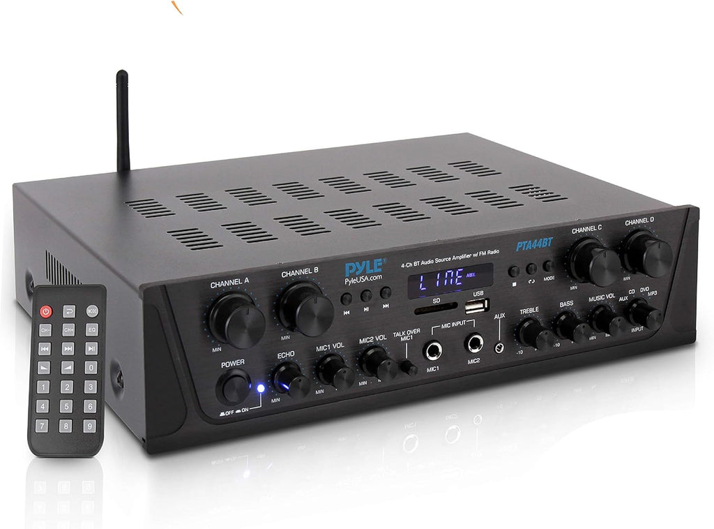 500W 4 Channel Bluetooth Amplifier with FM, USB, Microphone F2837