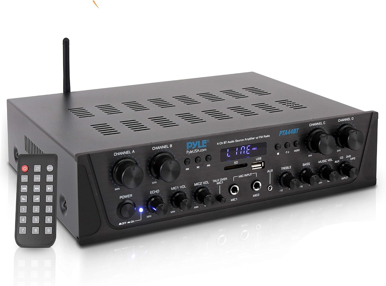 500W 4 Channel Bluetooth Amplifier with FM, USB, Microphone F2837