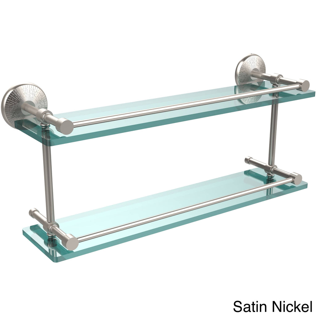 Antique Bronze Double Glass Shelf with Gallery Rail O6971