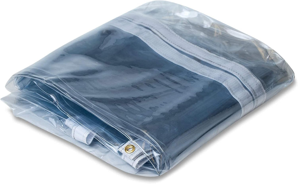 Heavy-Duty Waterproof Clear PVC Tarp Cover with Rustproof Grommets, 10 by 10 Feet, Pack of 2 G324