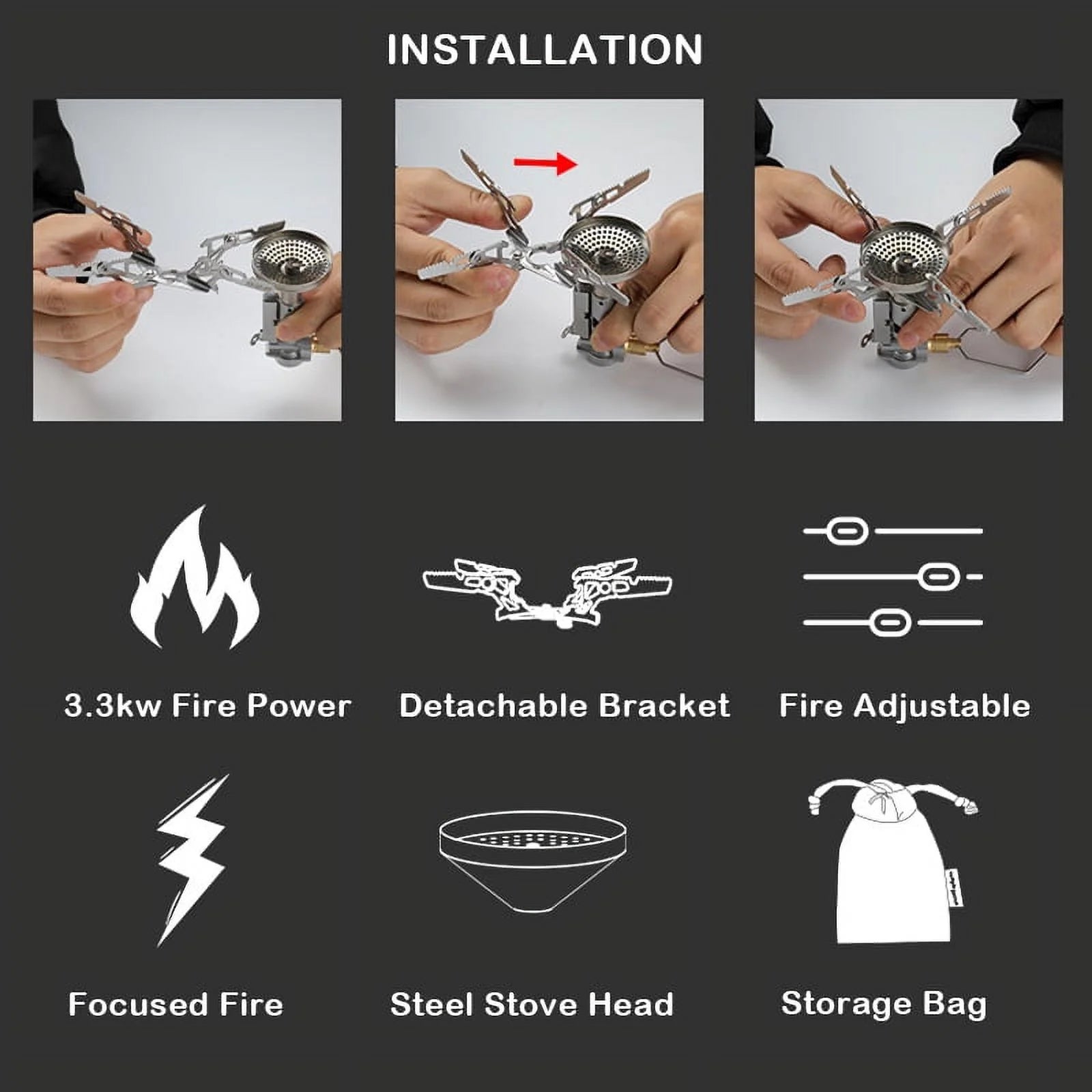 Camping Stove 3300W Backpacking Stove J38737