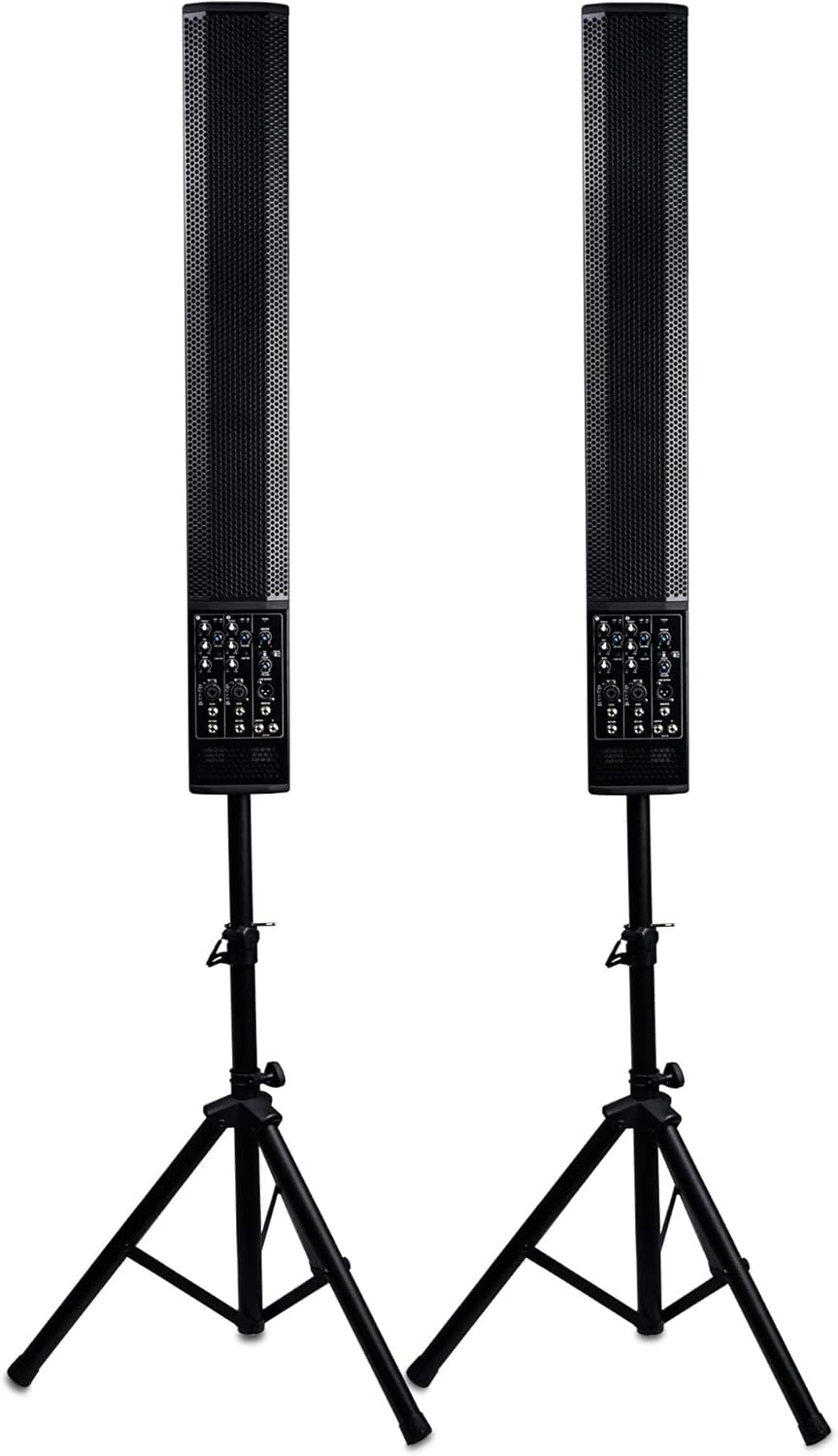 Pair of Powered Column Speakers with Speaker Stands Y812891