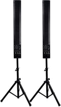 Pair of Powered Column Speakers with Speaker Stands Y812891