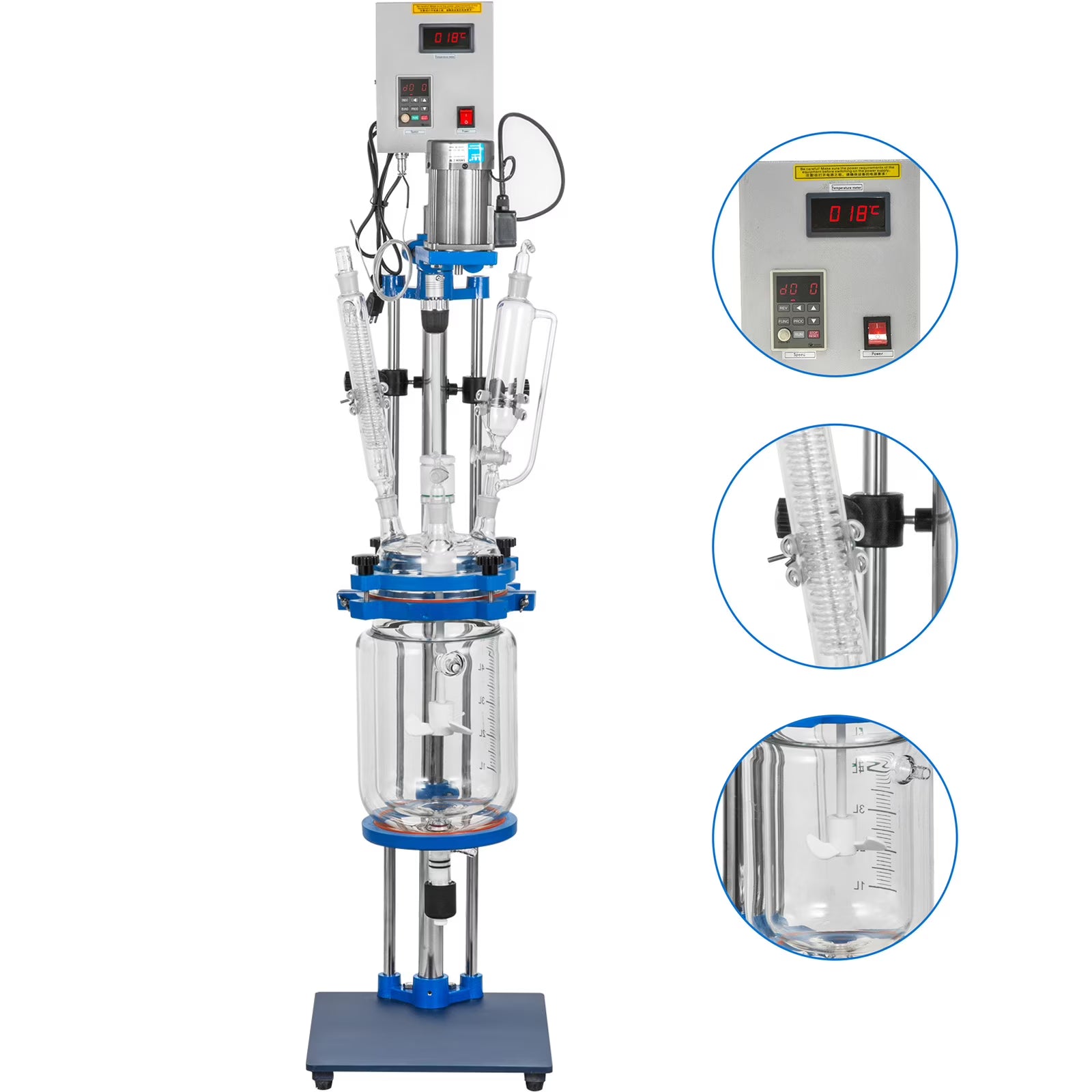 Jacketed Glass Reactor 5L with Digital Display F828828