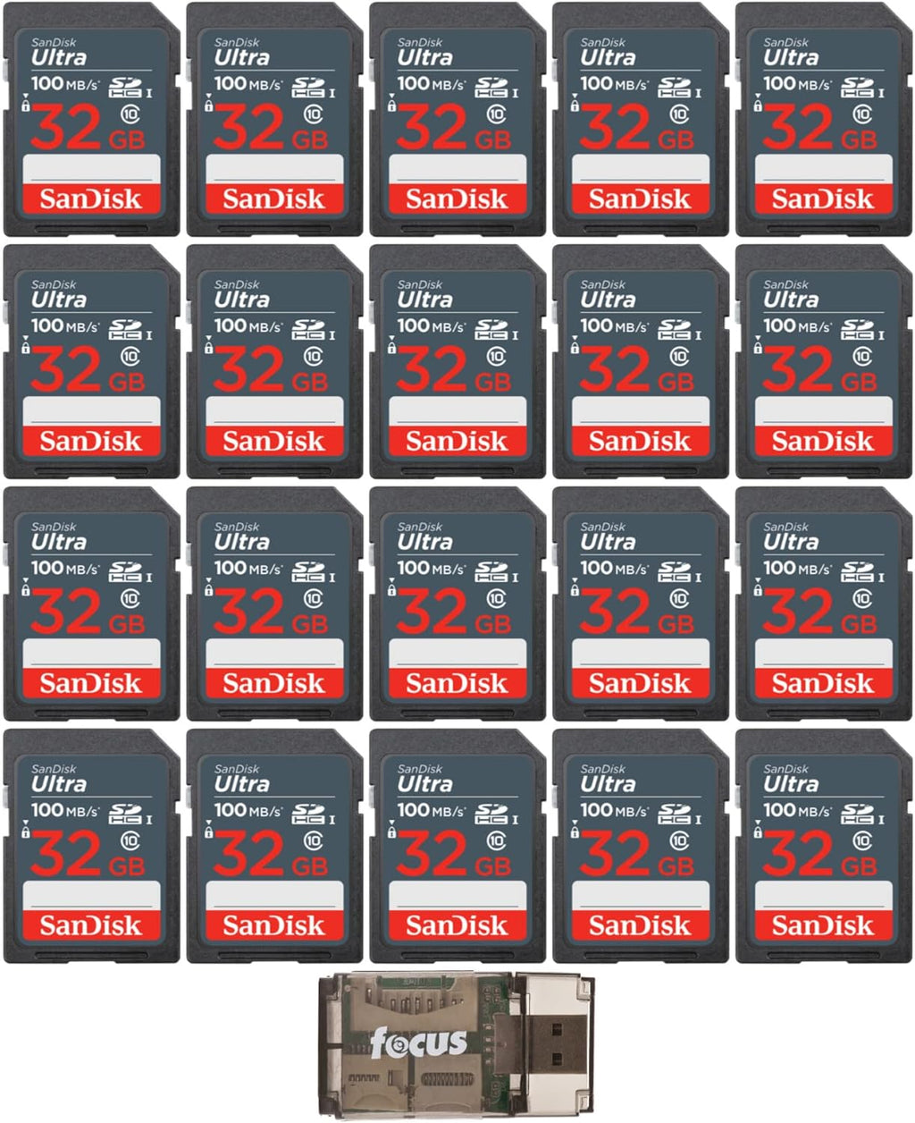 32GB SDHC UHS-I Memory Card (20-Pack) with Card Reader O54983