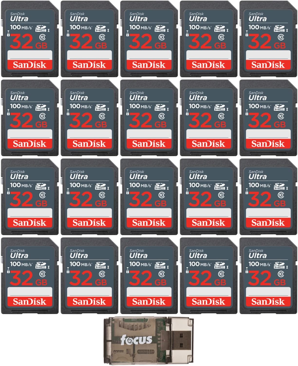 32GB SDHC UHS-I Memory Card (20-Pack) with Card Reader O54983