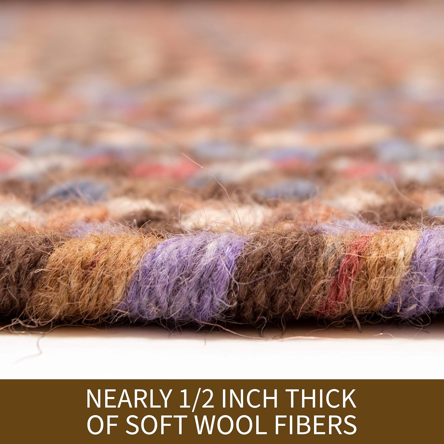 Walnut Brown Wool Braided Rug 20" x 30" Oval N9670