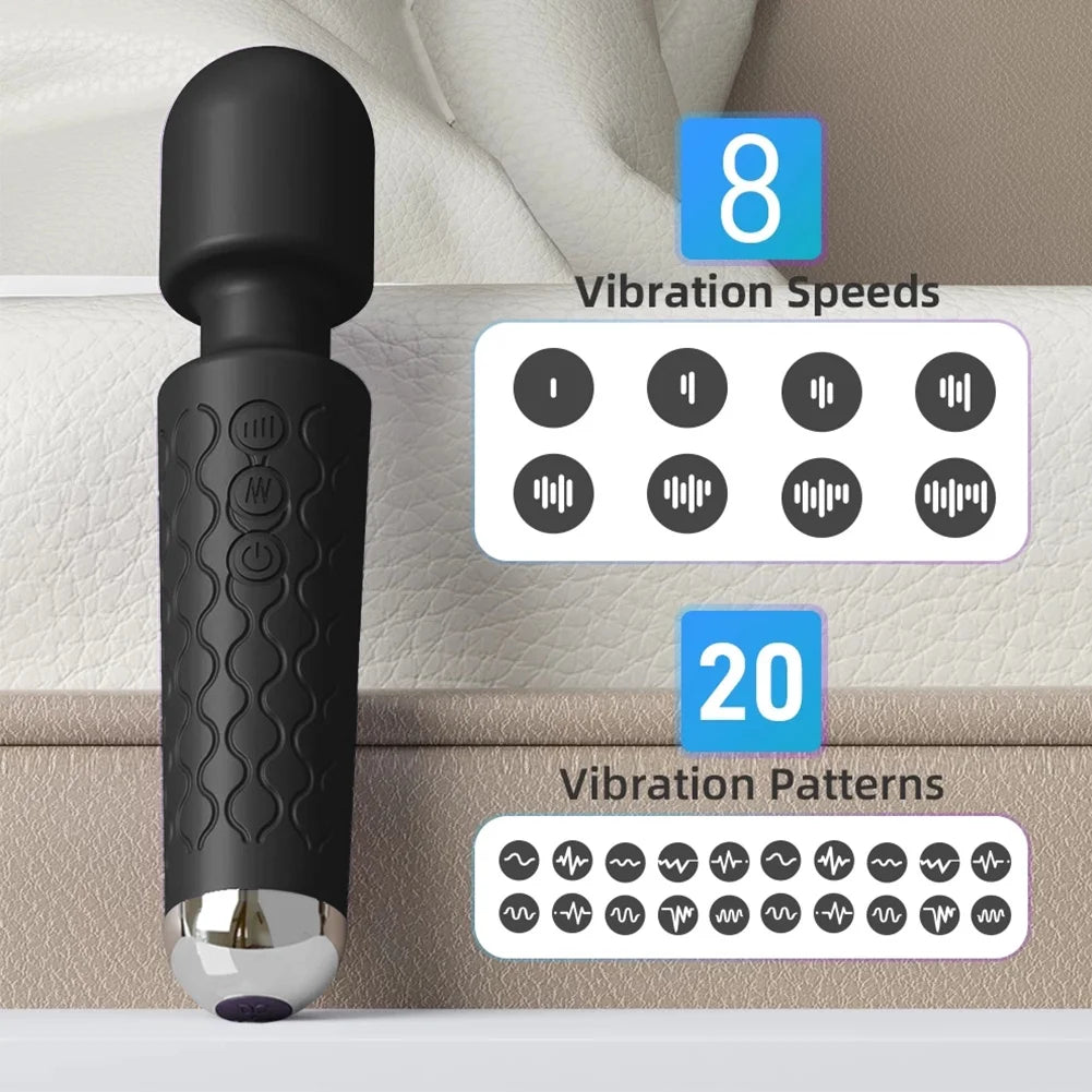 Black Wand Massager Vibrator with 8 Speeds Y3417