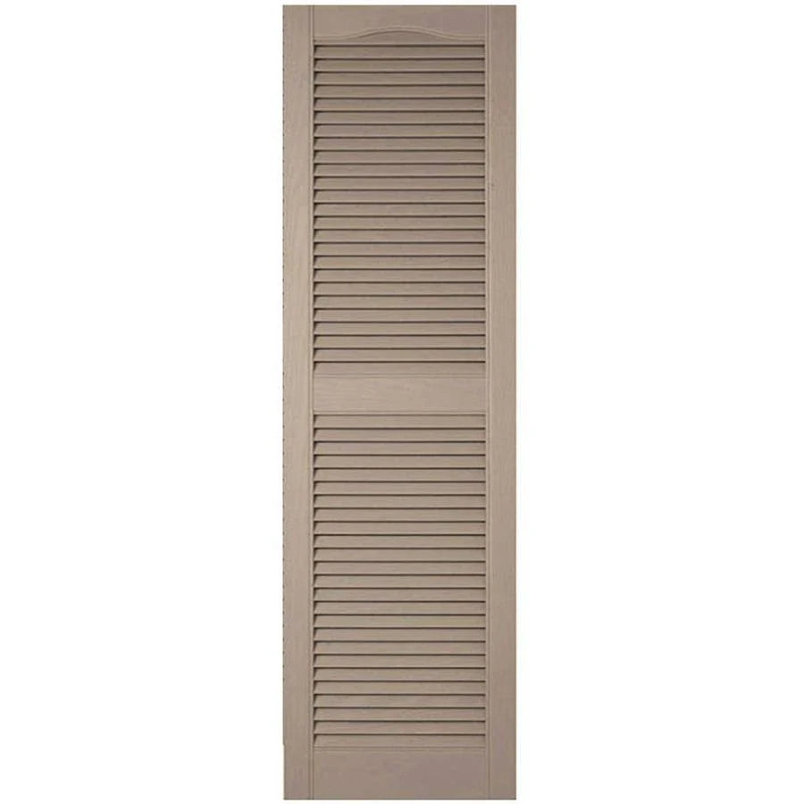 18 inchw x 77 inchh Vinyl Cathedral Top Center Mullion Open Louver Shutters with Shutter-Loks Per Pair U1117