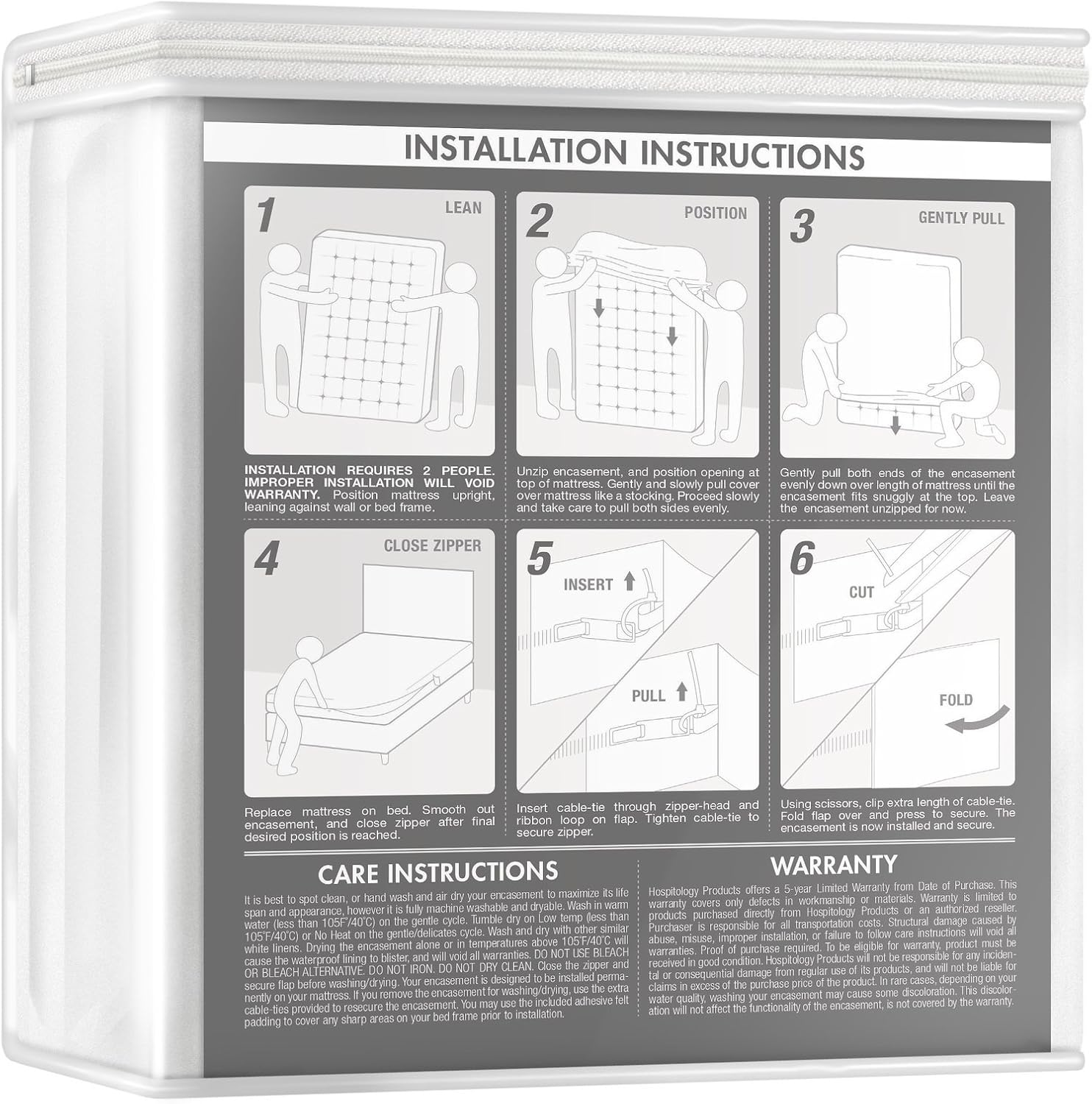 Full/Double Waterproof Zippered Mattress Encasement W781889