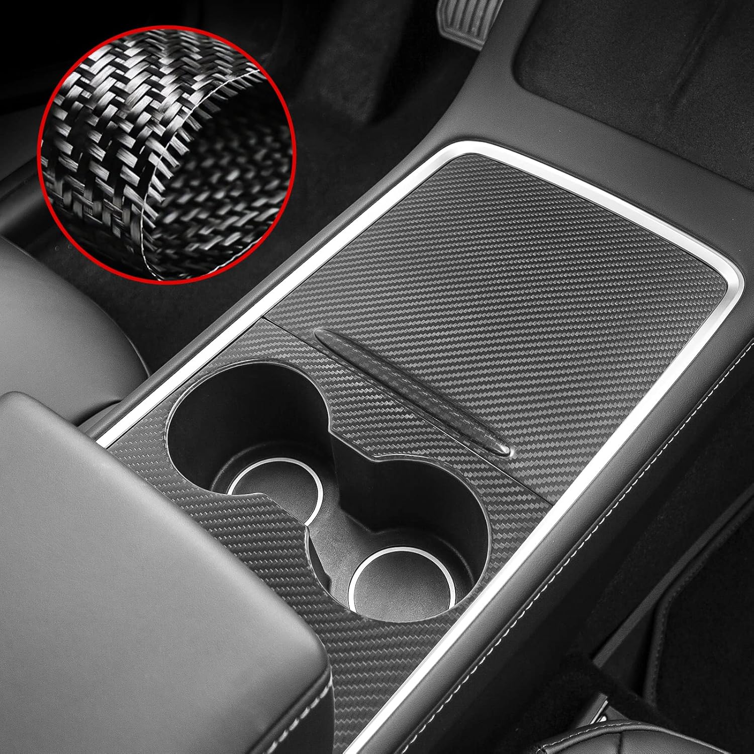 Real Carbon Fiber Matte Center Console Wrap Kit for Tesla Model 3 Model Y K3806
