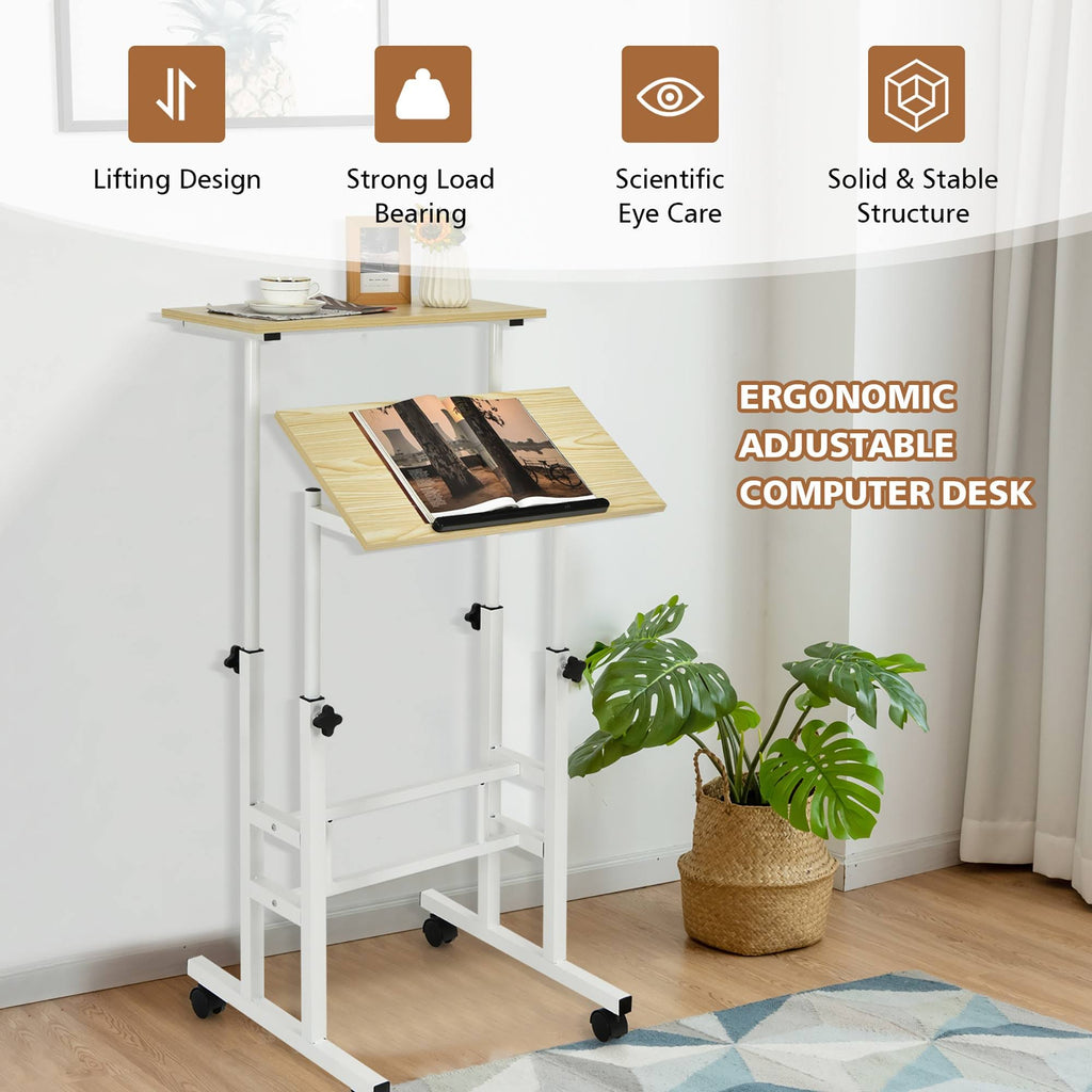 Mobile Standing Desk Rolling Adjustable Laptop Cart D92663