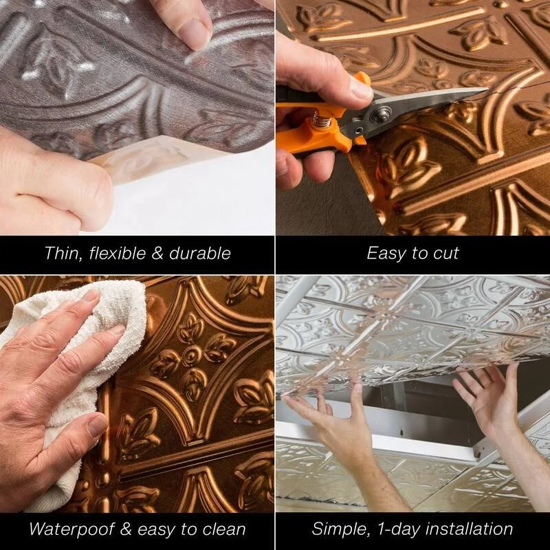 Smoked Pewter Vinyl Lay in Ceiling Tile 5 Pack N8449