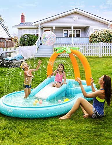 Inflatable Play Center Wading Pool with Slide E2639