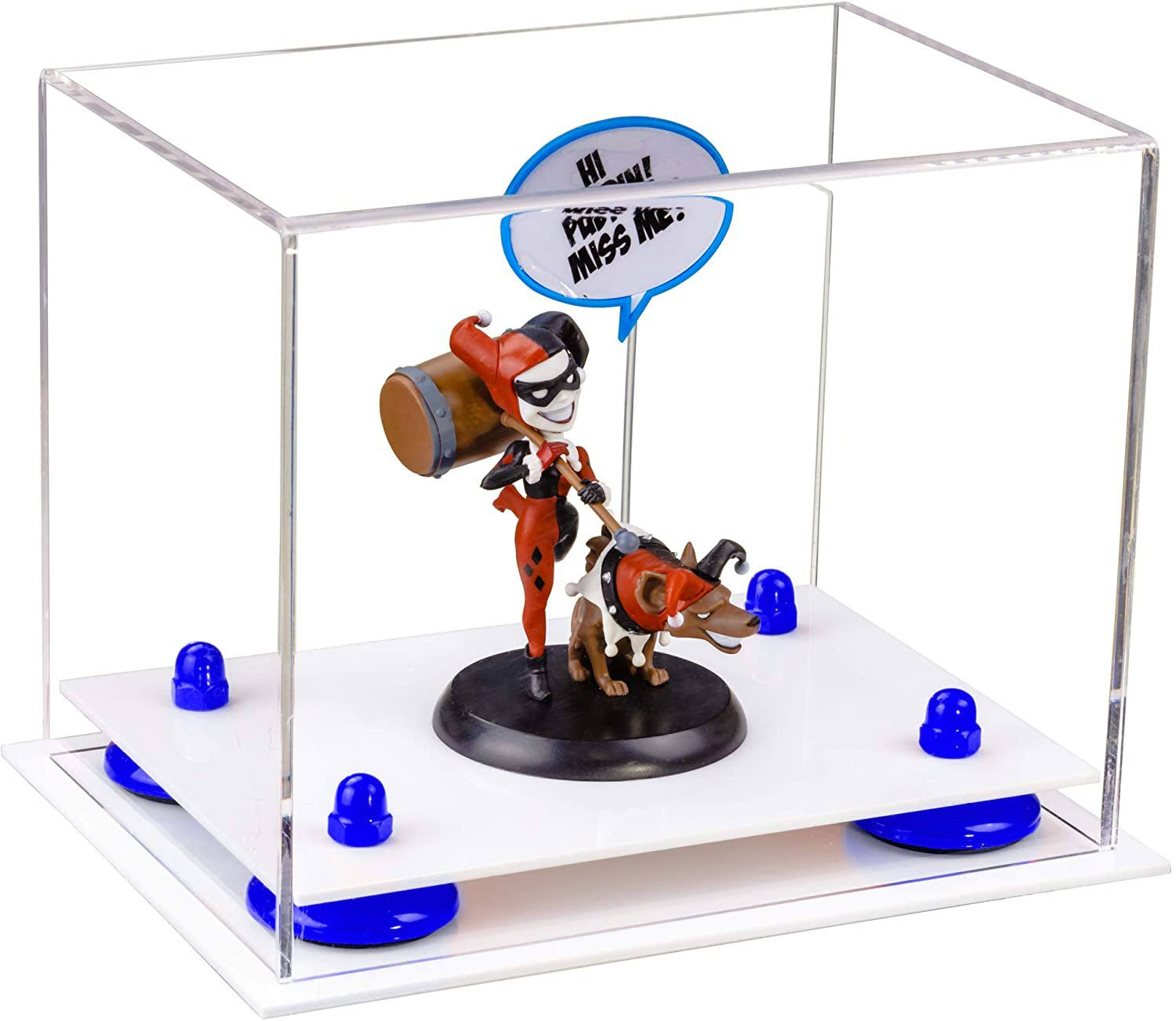 White Acrylic Display Case with Navy Blue Risers T8727