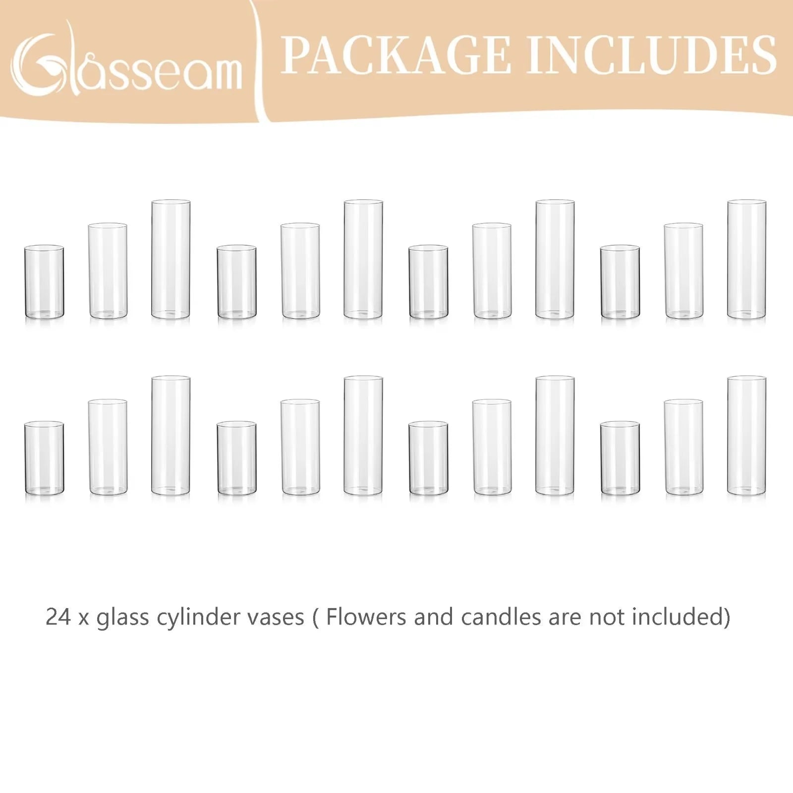 Glass Cylinder Vase Set of 24 P4044