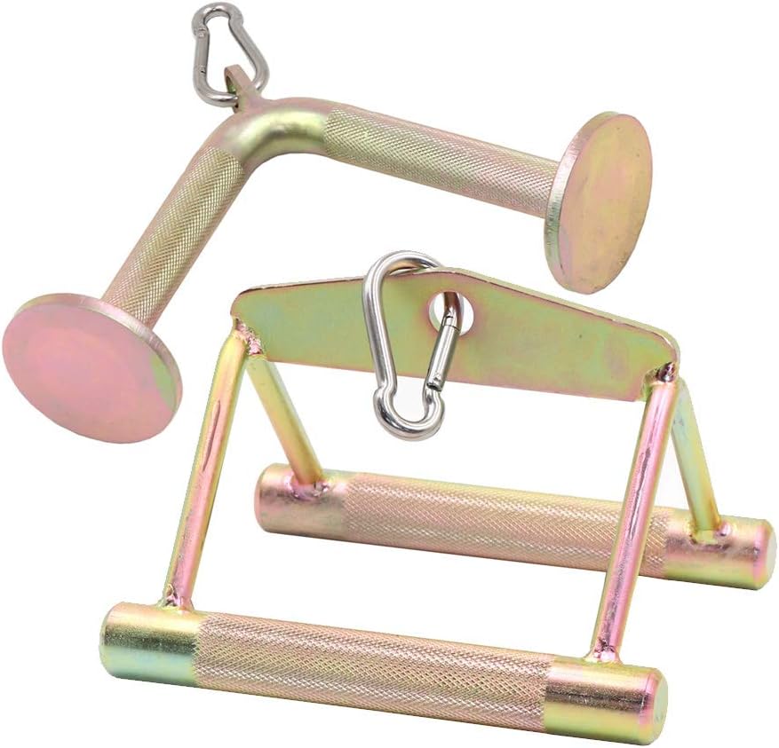 Cable Machine Accessory Set with Tricep Rope, V-Shaped Bar, Double D Handle & Rotating Straight Bar B4117