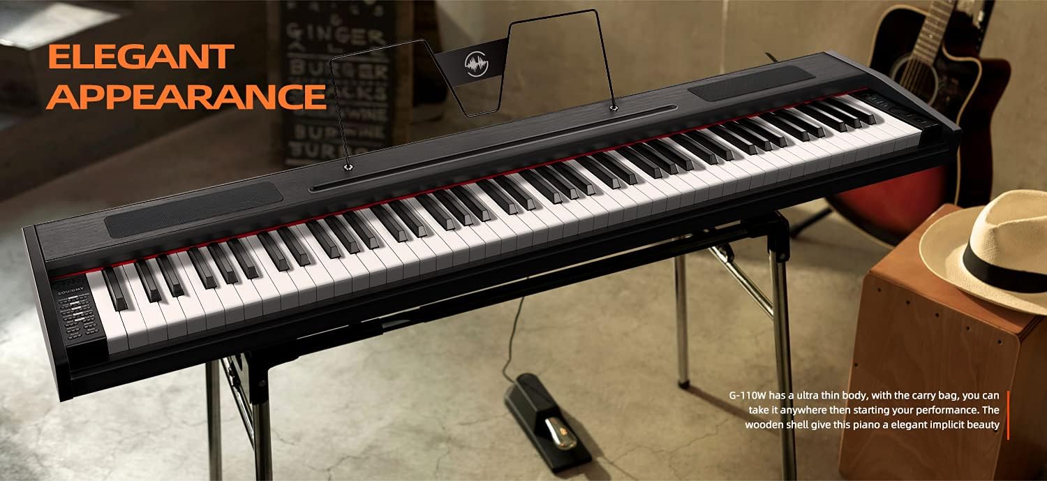 88-Key Semi-Weighted Digital Piano Keyboard with Sustain Pedal and Carry Bag X958