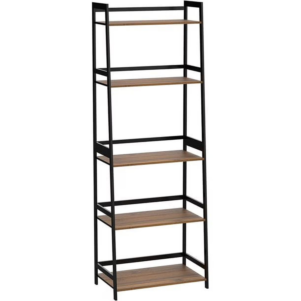 5 Tier Bamboo Ladder Shelf Storage Rack Bookcase Brown R665118
