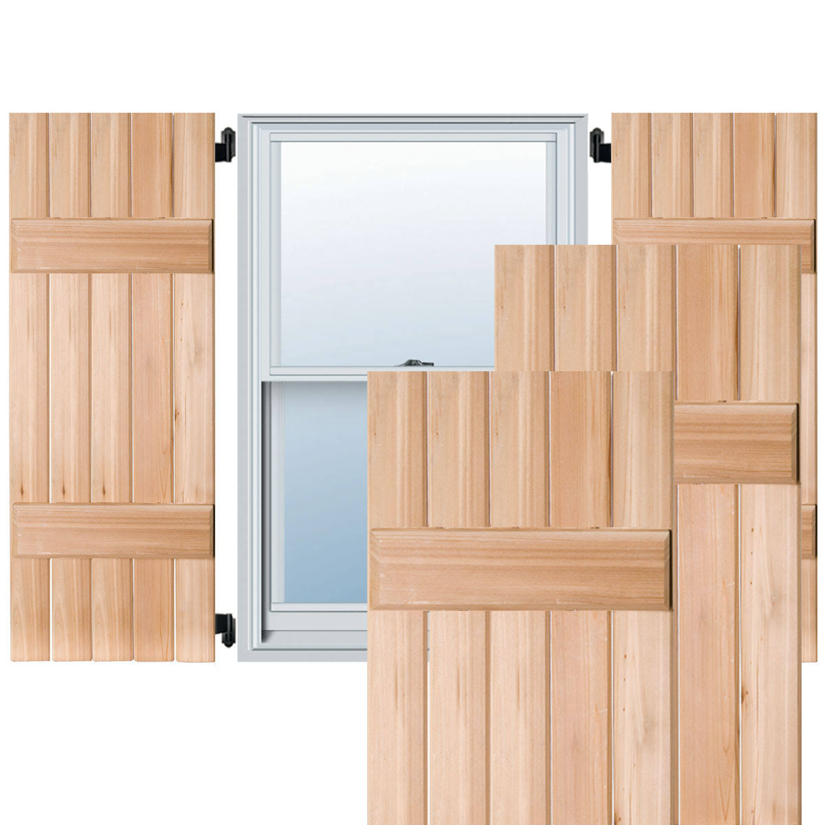 18 in. x 25 in. Real Wood Board and Batten Shutters Pair Unfinished J974