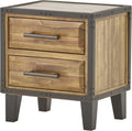 Natural Stained Acacia Wood Two Drawer Night Stand C45516