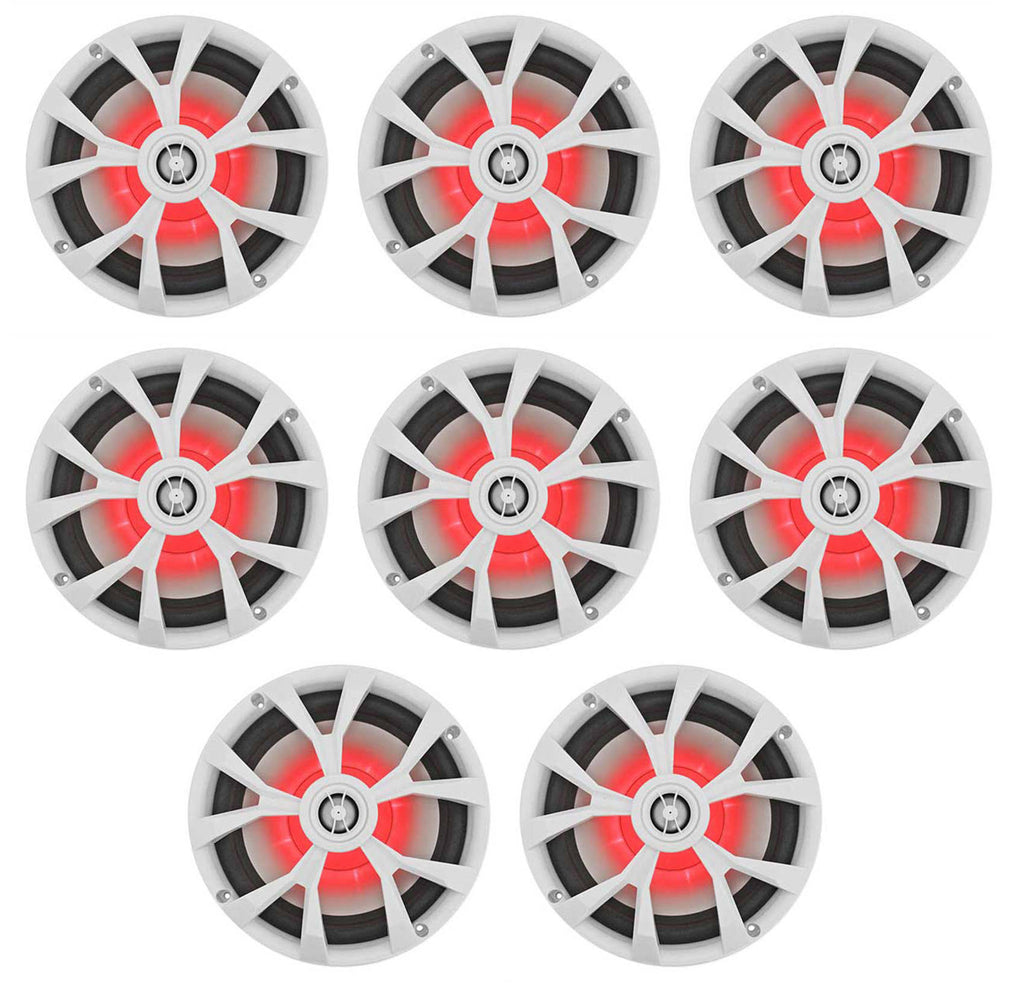 8x22 900 Watt White 2-Way Marine Boat Speakers with LED D72769