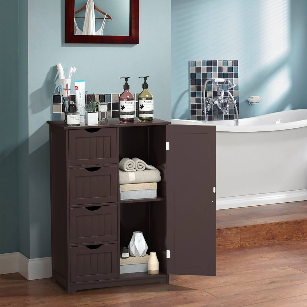 Brown Storage Cabinet with 4-Drawers 2-Shelves D84377