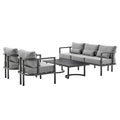 4 Piece Dark Gray Aluminum Outdoor Seating Set with Cushions E30915