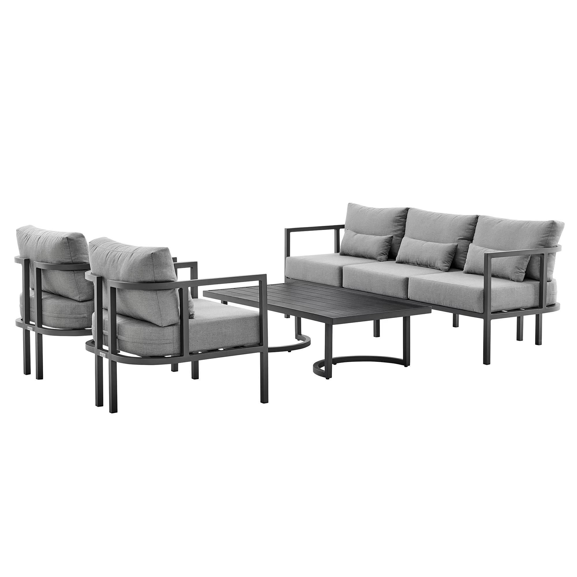 4 Piece Dark Gray Aluminum Outdoor Seating Set with Cushions E30915