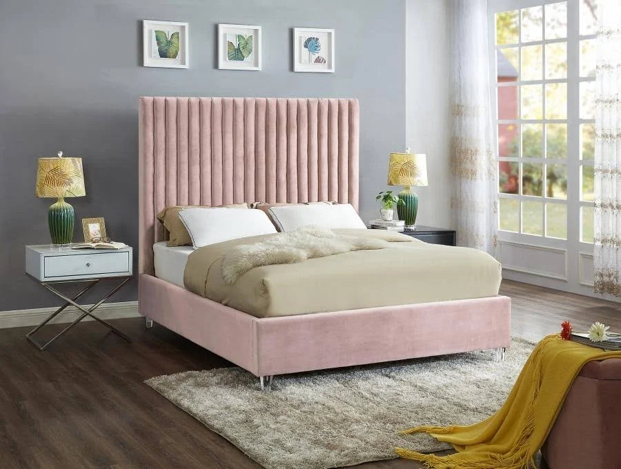 Grey Velvet Full Bed D23158