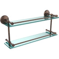 Antique Bronze Double Glass Shelf with Gallery Rail O6971
