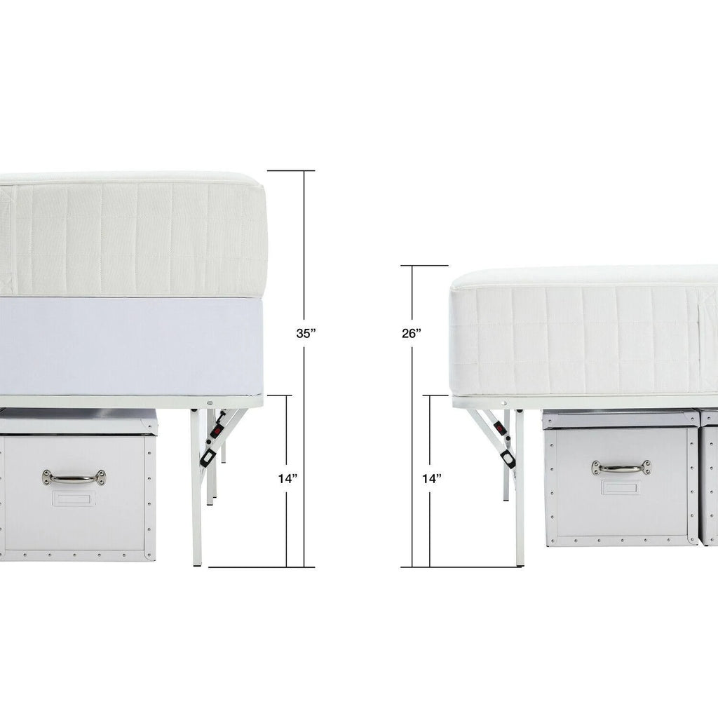 White Steel Bed Frame, King, 14 inch Height V238