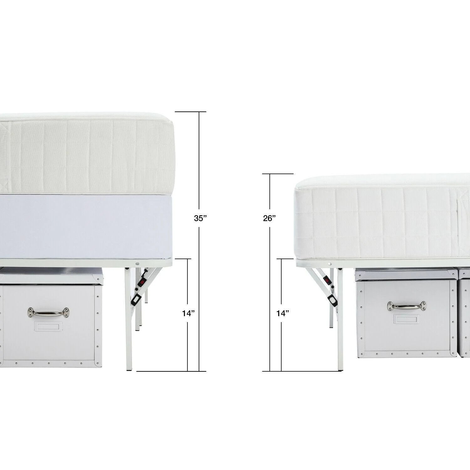 White Steel Bed Frame, King, 14 inch Height V238