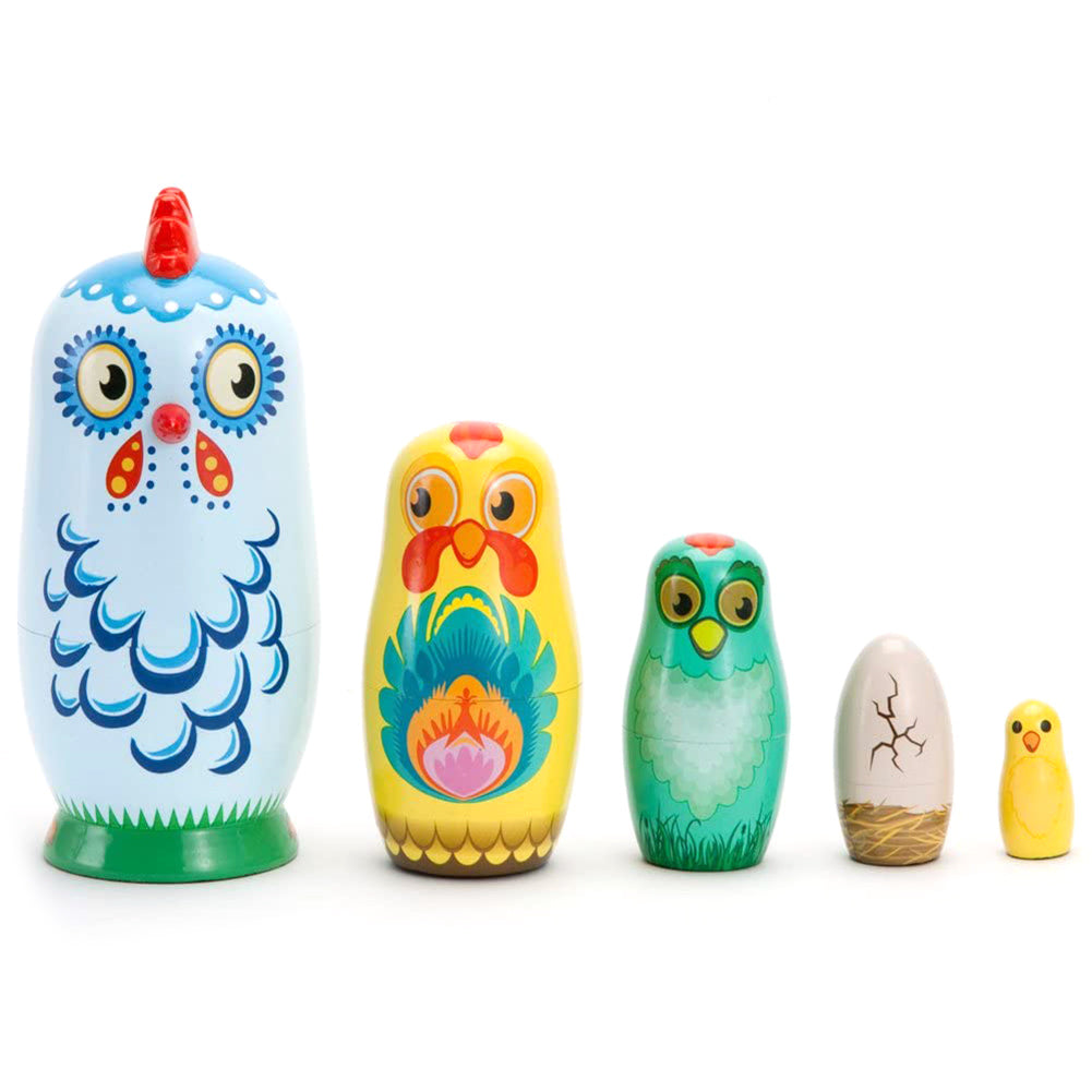 5Pcs/Set Russian Animal Chicken Nesting Dolls Matryoshka Kids Toy C1919